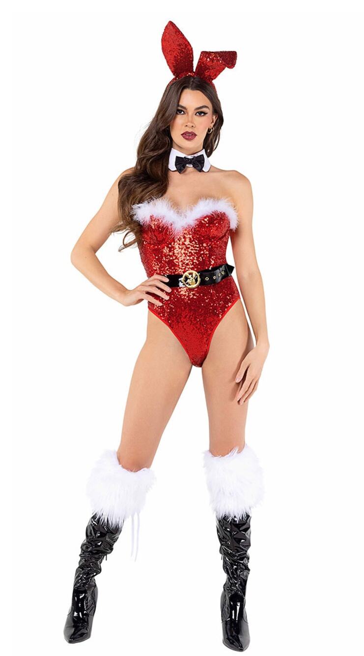 NEW Playboy Holiday Christmas Bunny Costume in Red and White Size Large
